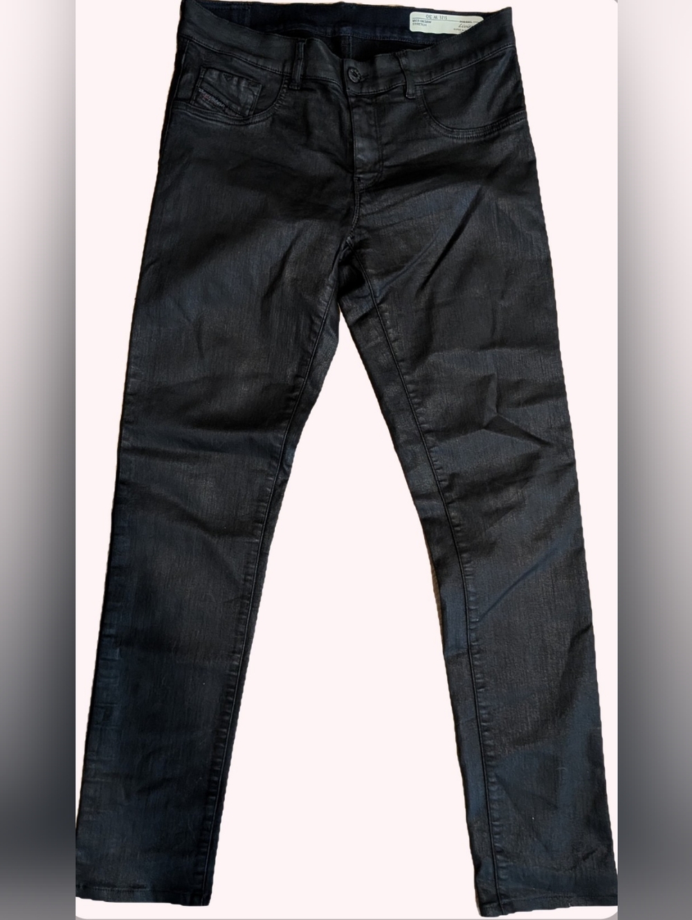 Diesel Livier Coated Black Jeans Waxed Denim Super Slim W30 NEW